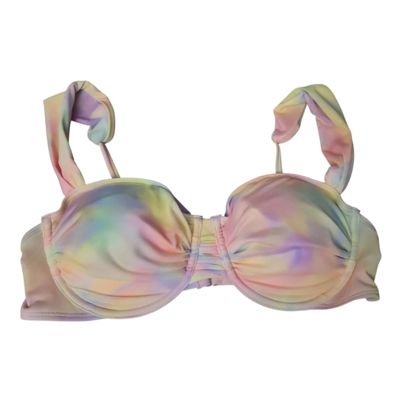 SALE NWT Wild Fable Swirl Mesh Overlay Underwire Bikini Swimsuit Top Padded LG - Picture 3 of 6